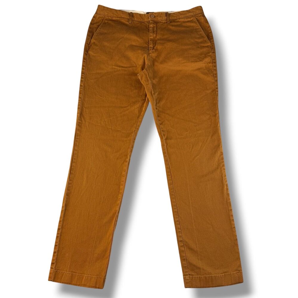 J.Crew Men's Stretch Chino Tan Mustard Straight Leg Pants Career Casual Sz 36x34